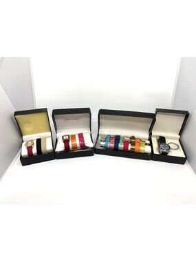 Lot 4 Gossip Fashion Wrist Watches w/ Extra Leather Bands & Cases Need Batteries